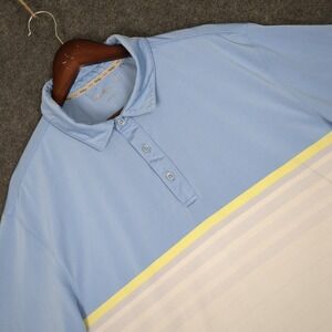 Walter Hagen Mens XL Golf Polo Shirt Blue White Striped Performance Short Sleeve